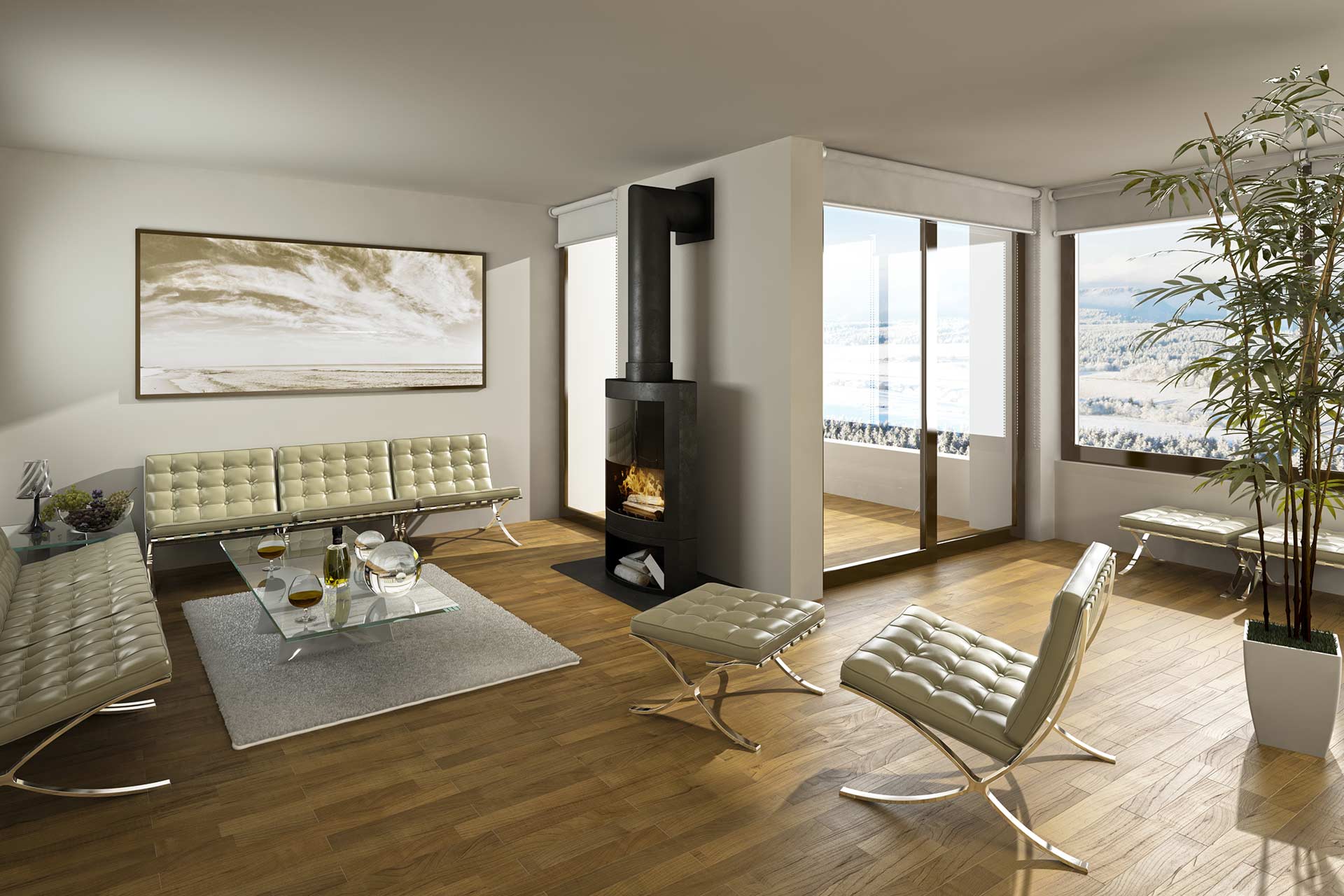 Parkettboden, Holzboden oder Massivholzboden im Wohnzimmer Holzboden, Parkettboden im modernen Wohnzimmer