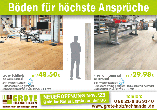 Anzeige Bodenangebote bei Grote im August 2023