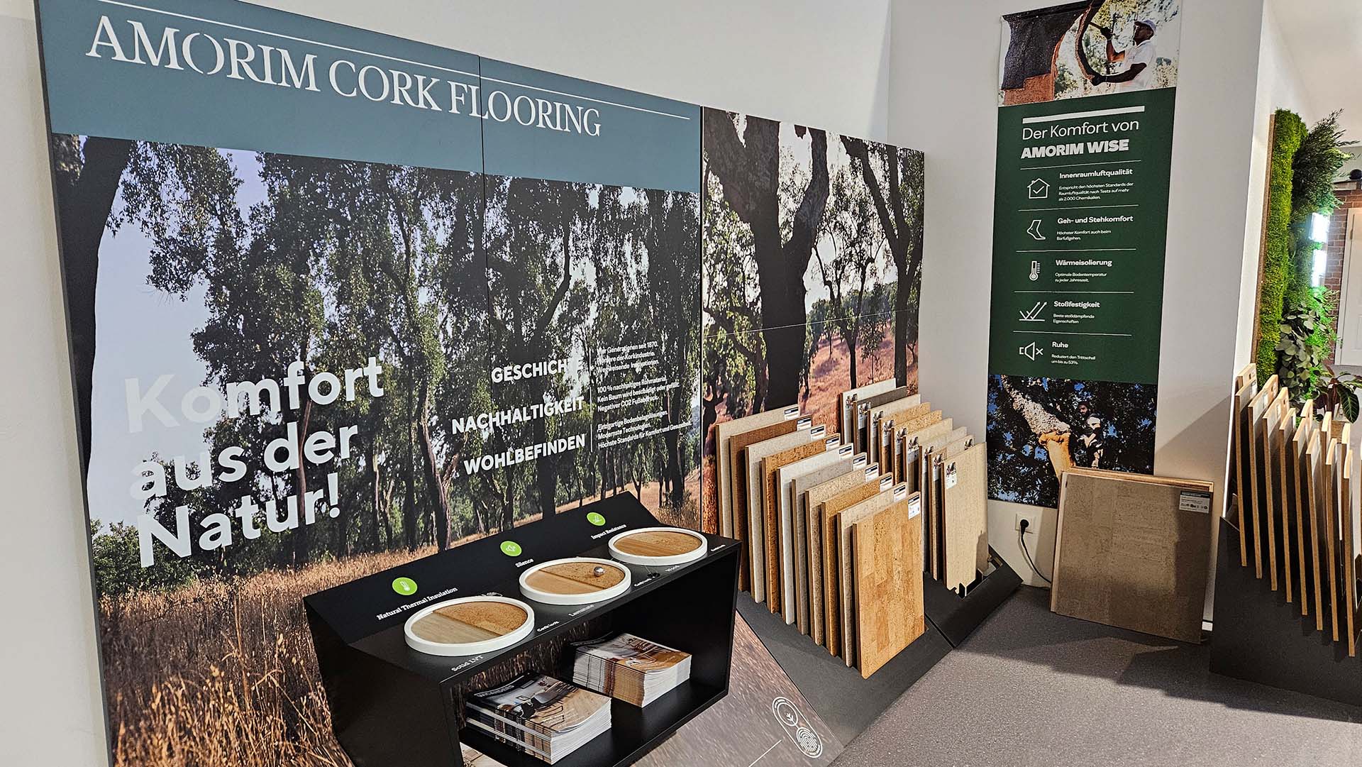 Korkboden Ausstellung beim Fachbetrieb "Holzhandel Grote" in Nienburg an der Weser, in der Nähe von Hannover