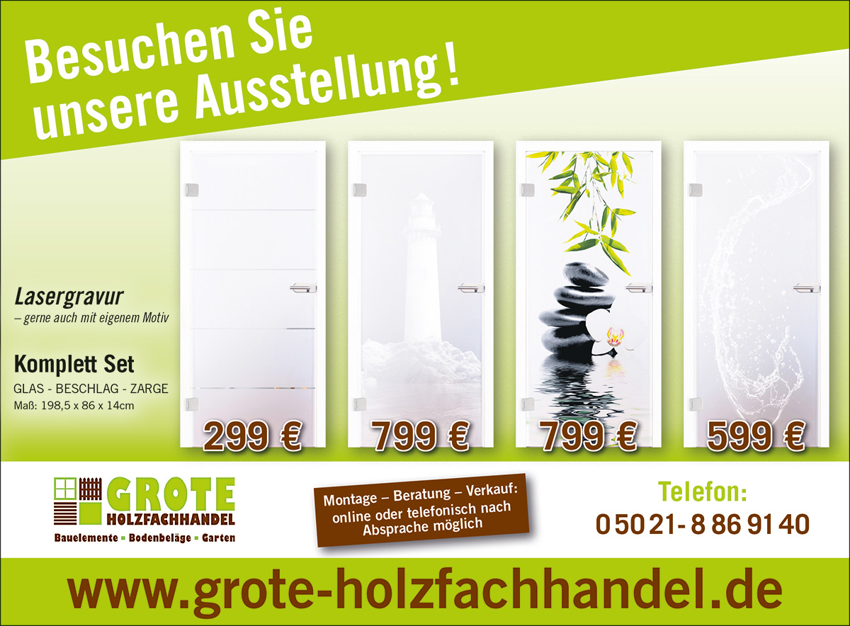 Flyer "Besuchen Sie unsere Aussellung" von Grote Holzfachhandel Flyer "Besuchen Sie unsere Aussellung" von Grote Holzfachhandel